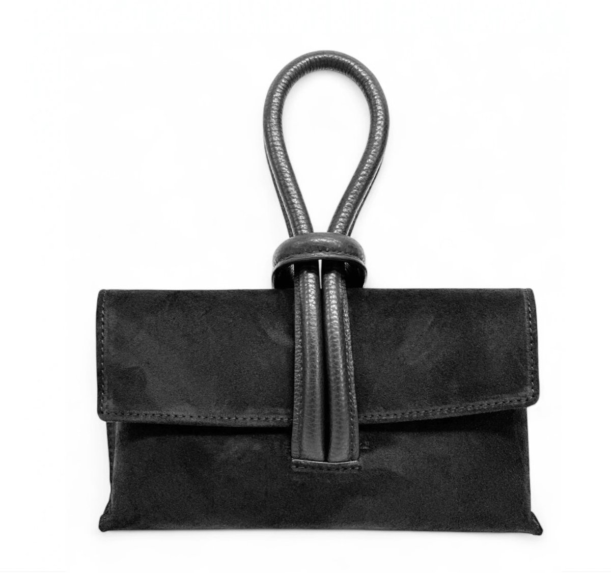 Zwarte Suède Handtas - Trendy Handtassen Schoudertassen - Leren Lus Handvat - Italiaans Suède - Zwarte