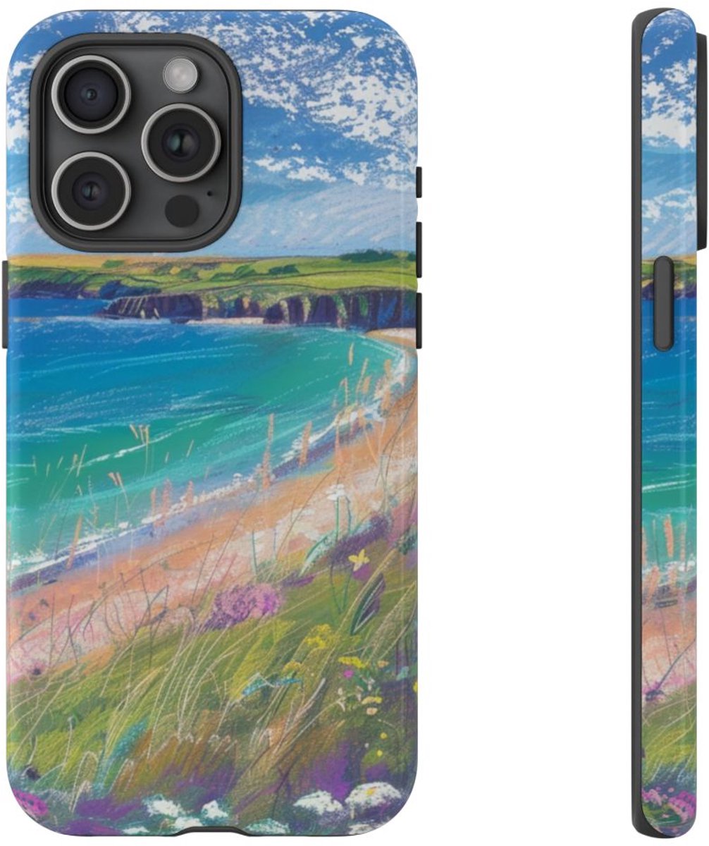 Kustbloemen en Strandlandschap – Telefoonhoesje Geschikt voor iPhone 15 Pro Max
