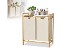 2x36L Wasmand – Oxford Stof met 2 Vakken, Afneembare Inzet – Beige