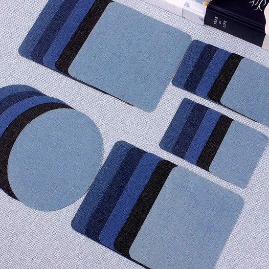 20 Stuks Jeans-Patches om op te Strijken, Denim Stof Zelfklevend Reparatie Blauw Patch voor Kleding en Broek