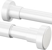 Tringle de douche sans perçage, 1 pièce, en acier inoxydable, réglable, télescopique, pour placard, salle de bain, balcon (72-145 cm, Φ25 mm, blanc)