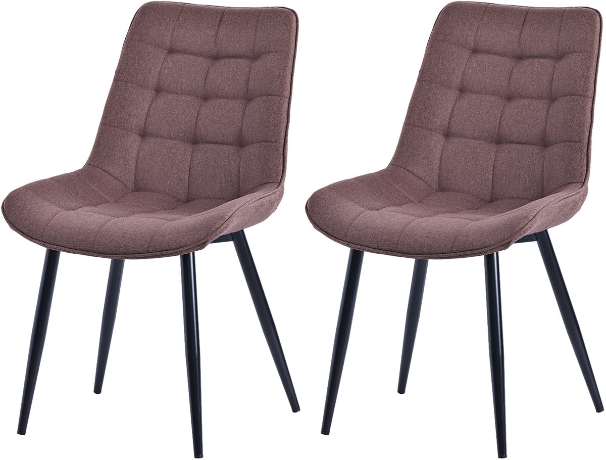 HOMAVO YZ2 Set van 2 Eetkamerstoelen – Velvet/Fabric Stoelen met Metalen Poten – 53x62.5x88 cm – Comfortabel & Stijlvol – Modern Design