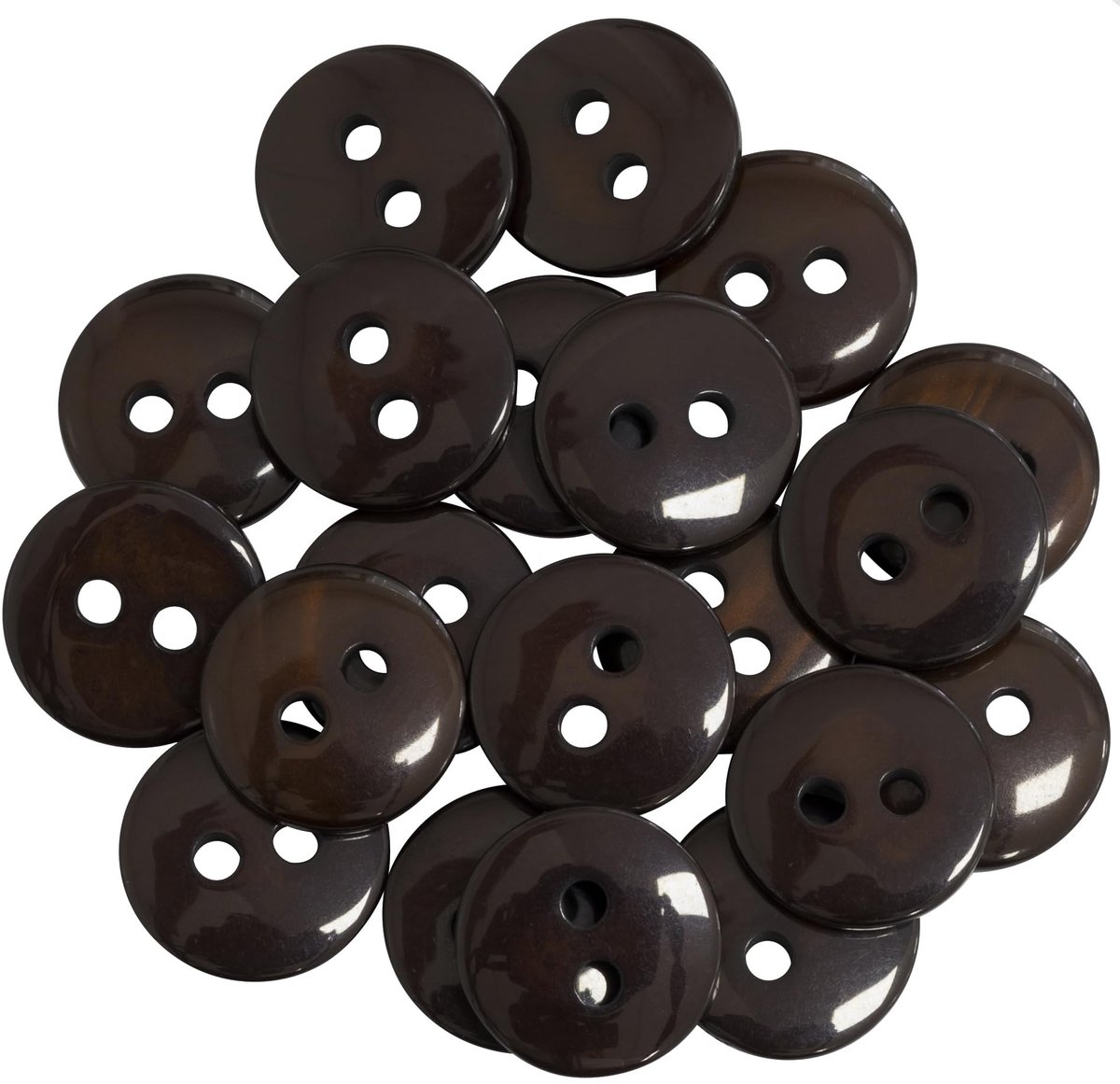 AERZETIX - C67877 - Set van 20 ronde naaiknopen Ø12,5 mm met 2 gaten L20 20L - kleur donkerbruin - gemaakt van kunststof - confectie fournituren naaien kleding mode decoratie