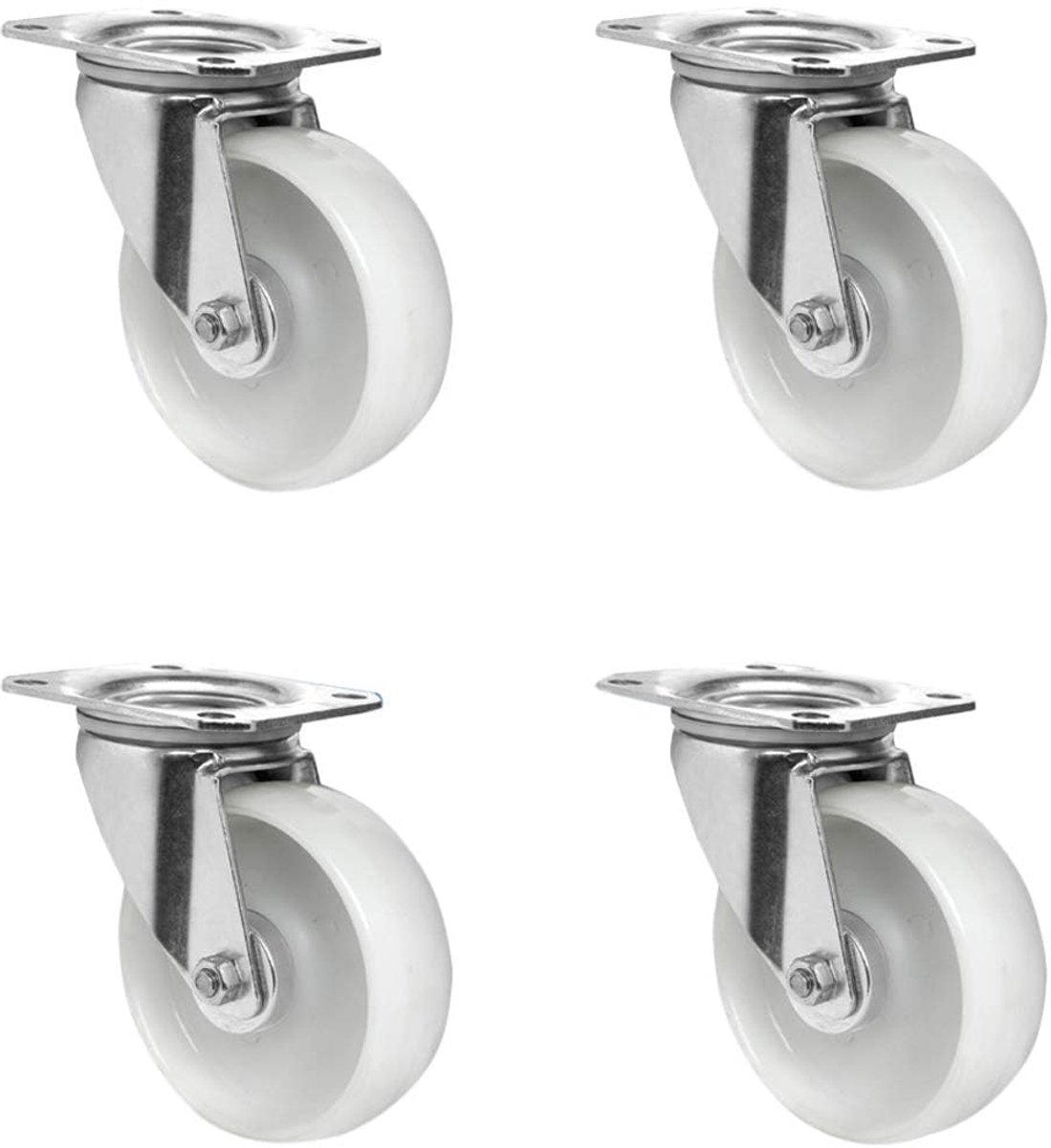 Afrolrollenset – 4 zwenkwielen 100 mm, polyamide, transportwielen met rollagers, draagvermogen 450 kg, zware wielen voor slagerij, bakkerij & industrie (set van 4)