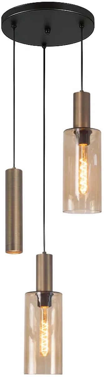 Highlight - Hanglamp Perugia 2+1 lichts Ø 40 cm zwart amber