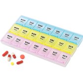 Pilulier I Pilulier 21 compartiments I Boite à médicaments I Pilulier I 7 jours I 3 demi-journées I Soir/matin/après-midi I Du lundi au dimanche