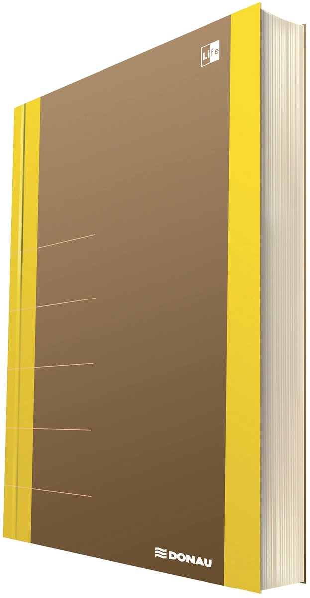 DONAU LIFE 1370001FSC-11 notitieboek/notitieblok vierkant met organizer 80 pagina's, zachte kaft, geel|voor kantoor, school en thuis| als dagboek, bullet journal, schrijfboekje Stijlvol design| de FSC®