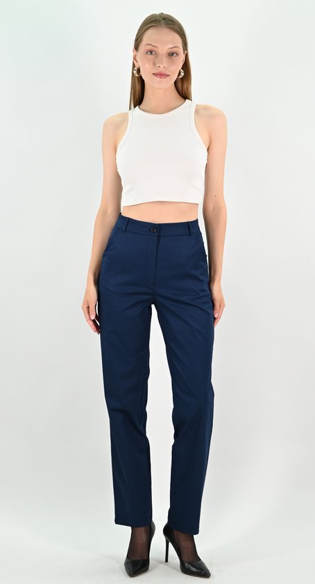 YesMooi - Rechte Broek met middelhoge taille - Navy - XL (42)