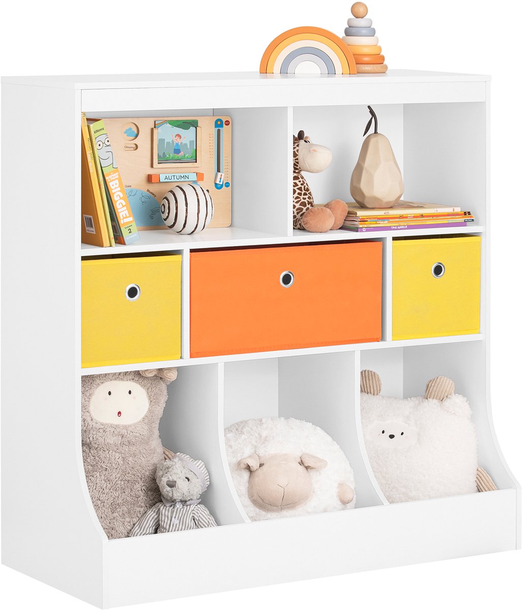 SoBuy KMB26-W Kinderboekenkast - Witte Opbergplank met 5 Vakken