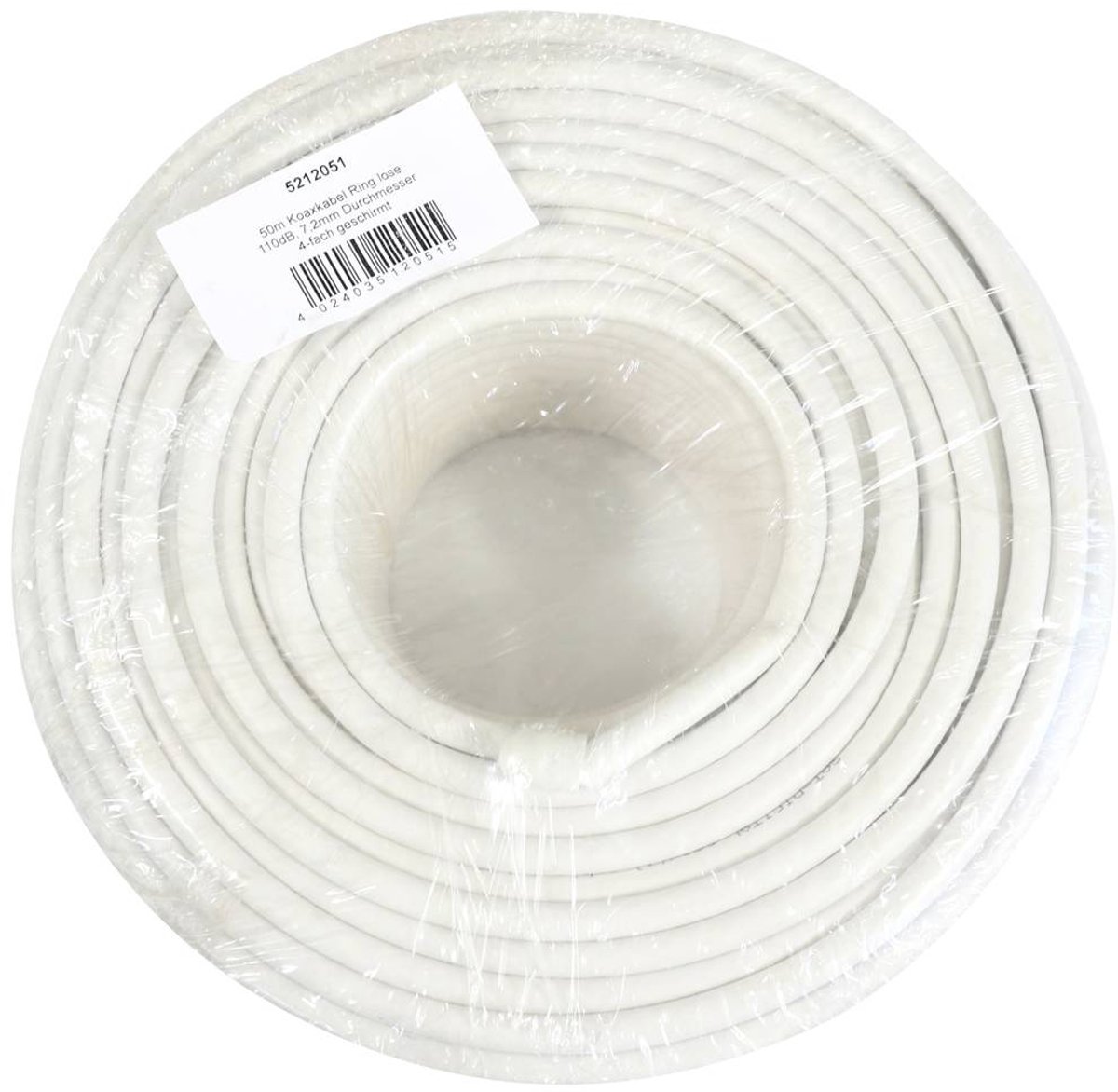 Telestar 5212051 Coaxkabel Buitendiameter: 7.2 mm Wit 50 m