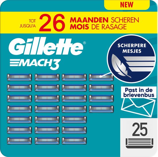 Gillette Mach3 Base Scheermesjes Voor Mannen - 25 Gillette Navulmesjes