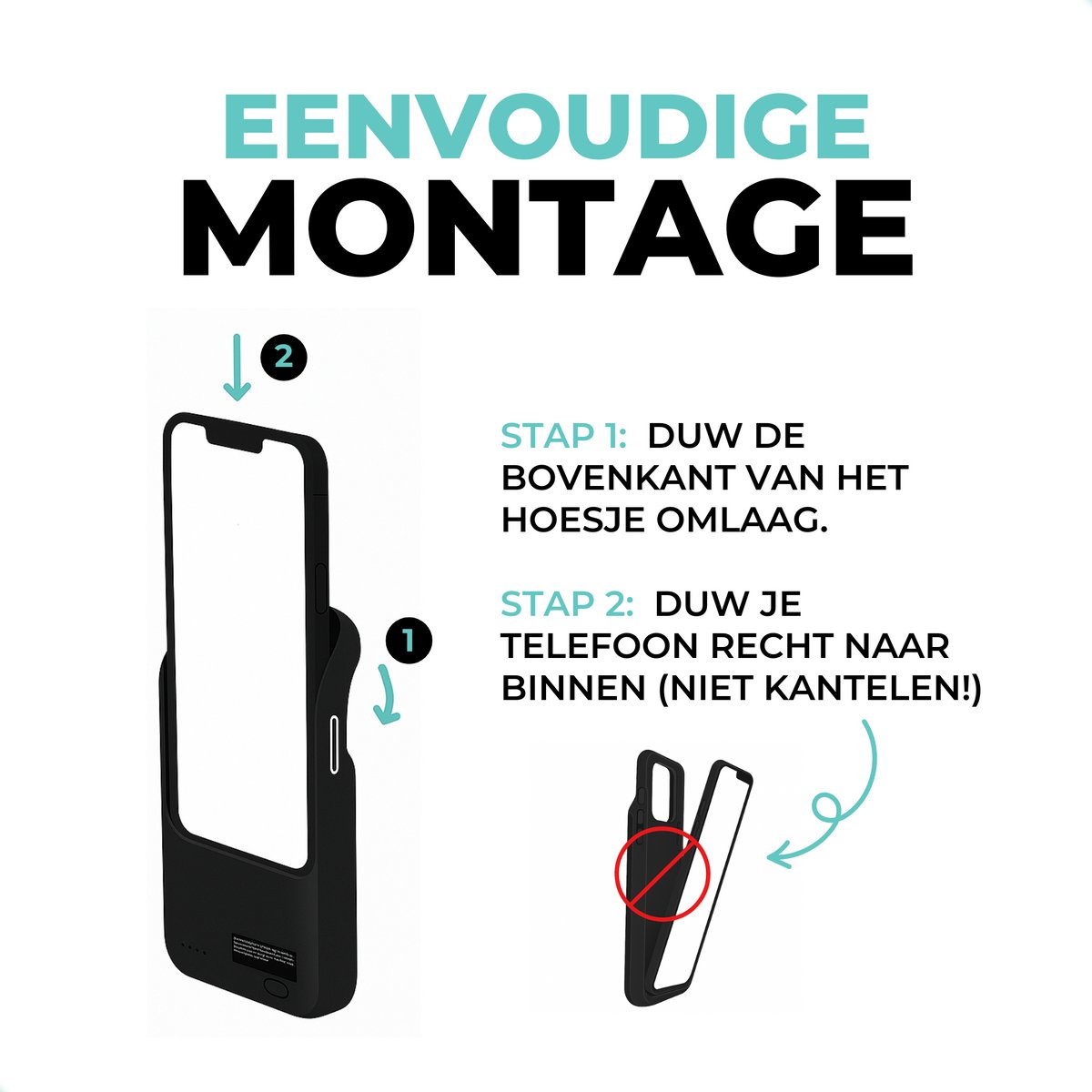 AVIANTA Powerbank Telefoonhoesje voor iPhone 12 Mini & 13 - afbeelding 3