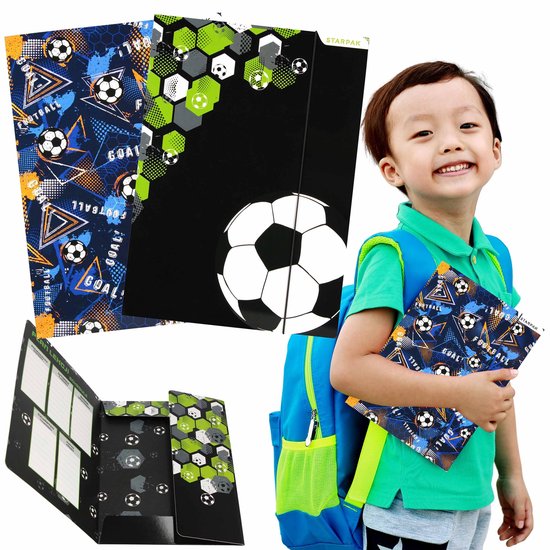 Tekenmap Voetbal GELAMINICEERDE A4 Elastomap schoolmap met elastiek VOOR SPELERS, GAMER STARPAK