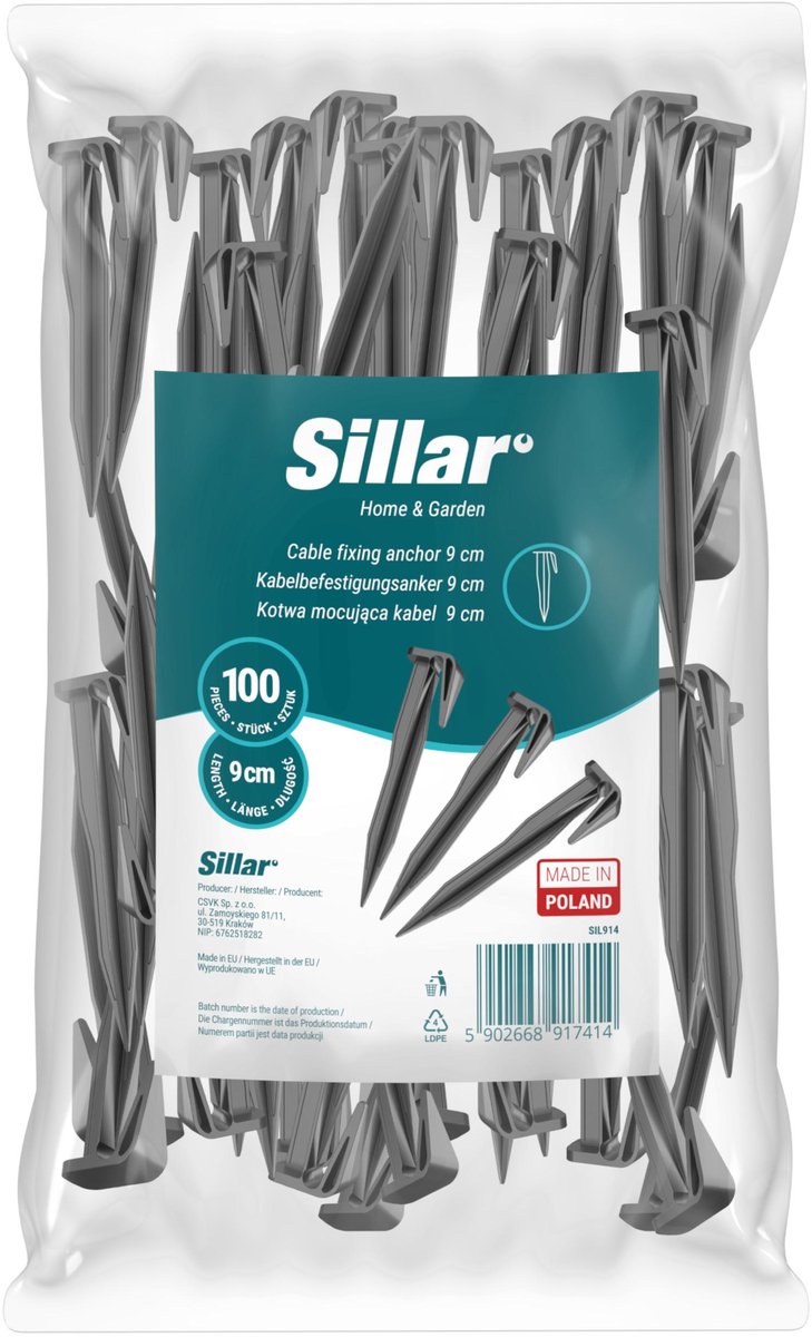 Sillar, grondpennen voor montage van het snoer van de robotmaaier, 9 cm, voor grensdraad, het bevestigen van robotmaaierkabels, accessoires voor robotgrasmaaiers, 100 stuks