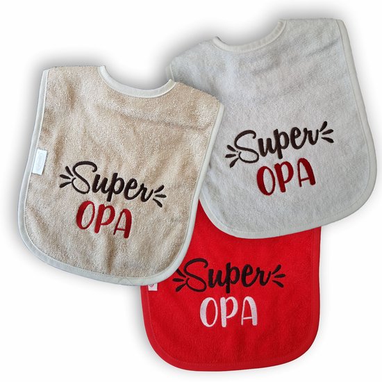 Crème kleurige slab met "Super Opa" - grootvader, babyshower, zwanger, cadeautje, kraamcadeau, grappig, geschenk, baby, tekst van Babystuff4you — afbeelding 2