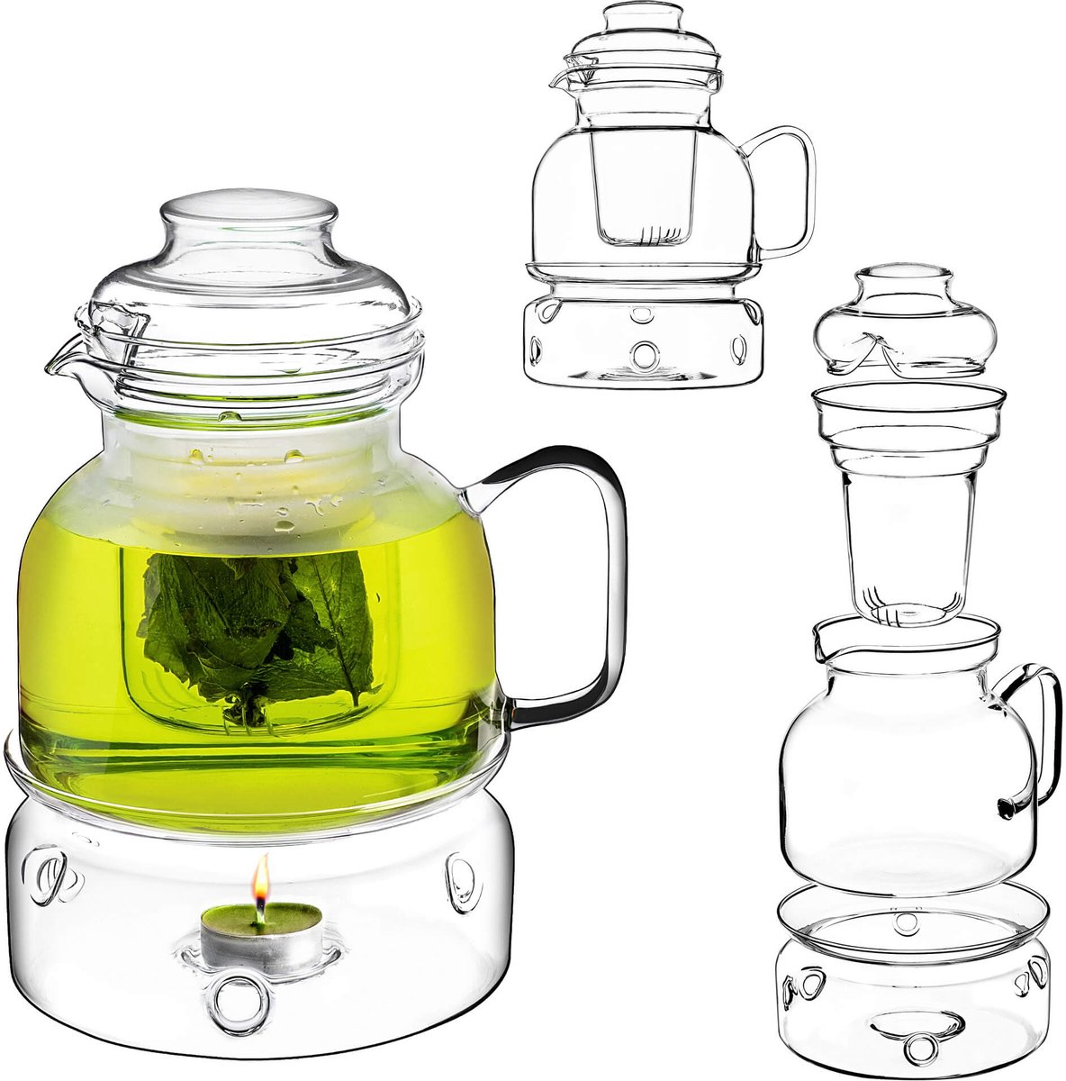Risel 1,5L hittebestendige kan met warmer + theefilter