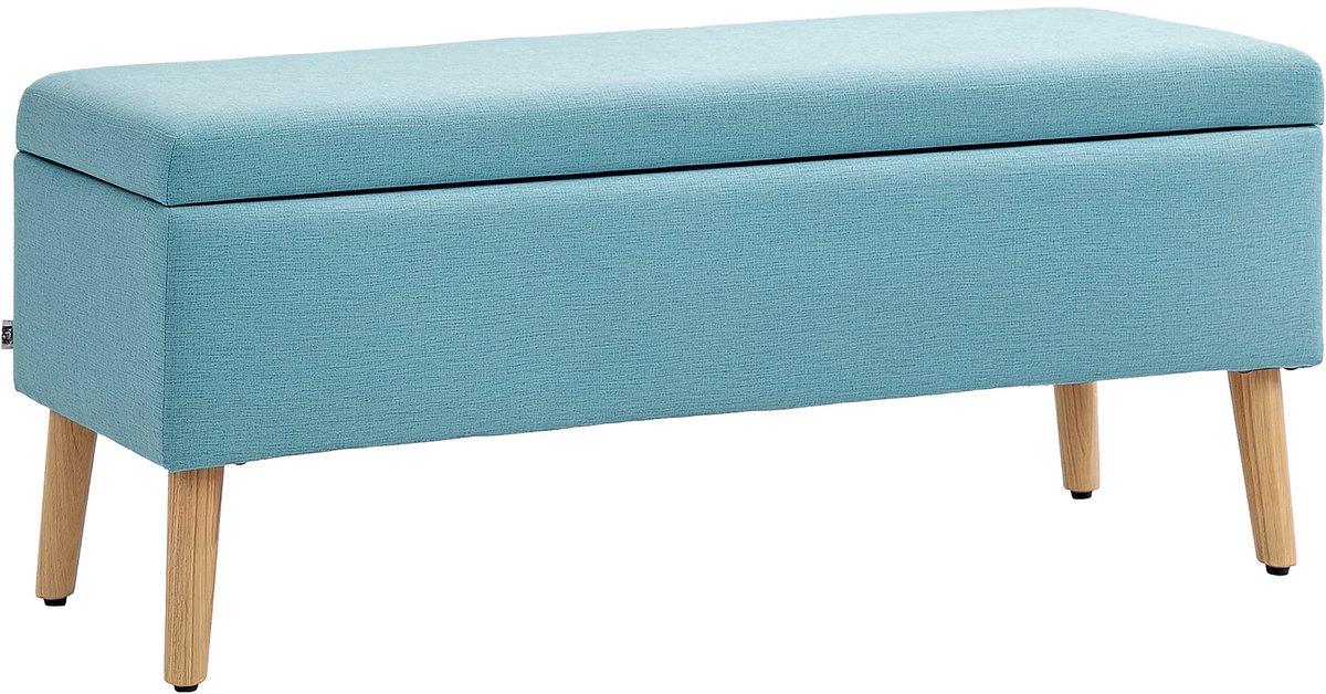 HOMCOM-Sitzbank-Polyester, Kautschukholz-110L x 39B x 45H cm-Blau