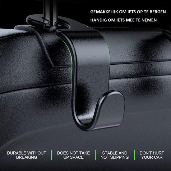 Auto organizer - autostoel organizer - hoofdsteun haken - haakjes - hanger - kleerhanger - handtassen - boodschappen - kleding - 4 stuks - Auto Accessoires van Merkloos — afbeelding 2
