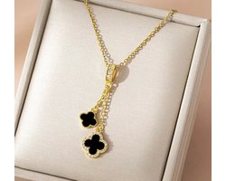 Merlie - Merlie Jewelry - Leaf clover Ketting - Dames Ketting - voor dames - Goud verguld - Goud kleur - Ketting