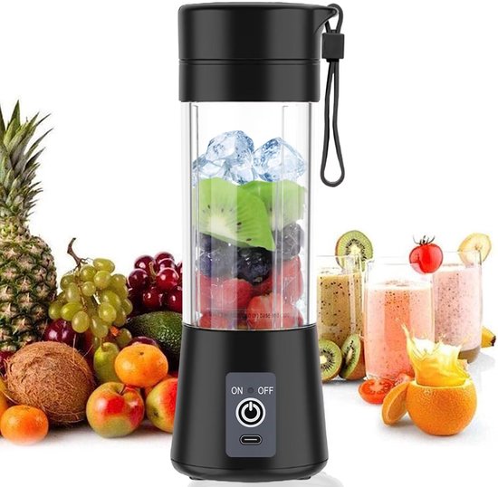 Blender - Mini Blender - Smoothie Maker - Oplaadbare mini Blender - Portable Blender - Fruitpers - Zwart van Merkloos — afbeelding 3