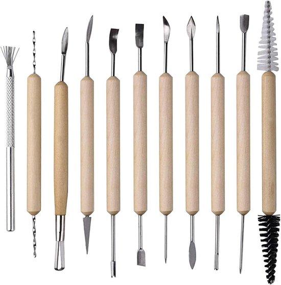 11-Delig Modelleergereedschap Set - Sculptuur Klei Snijgereedschap Met Houten Handvat