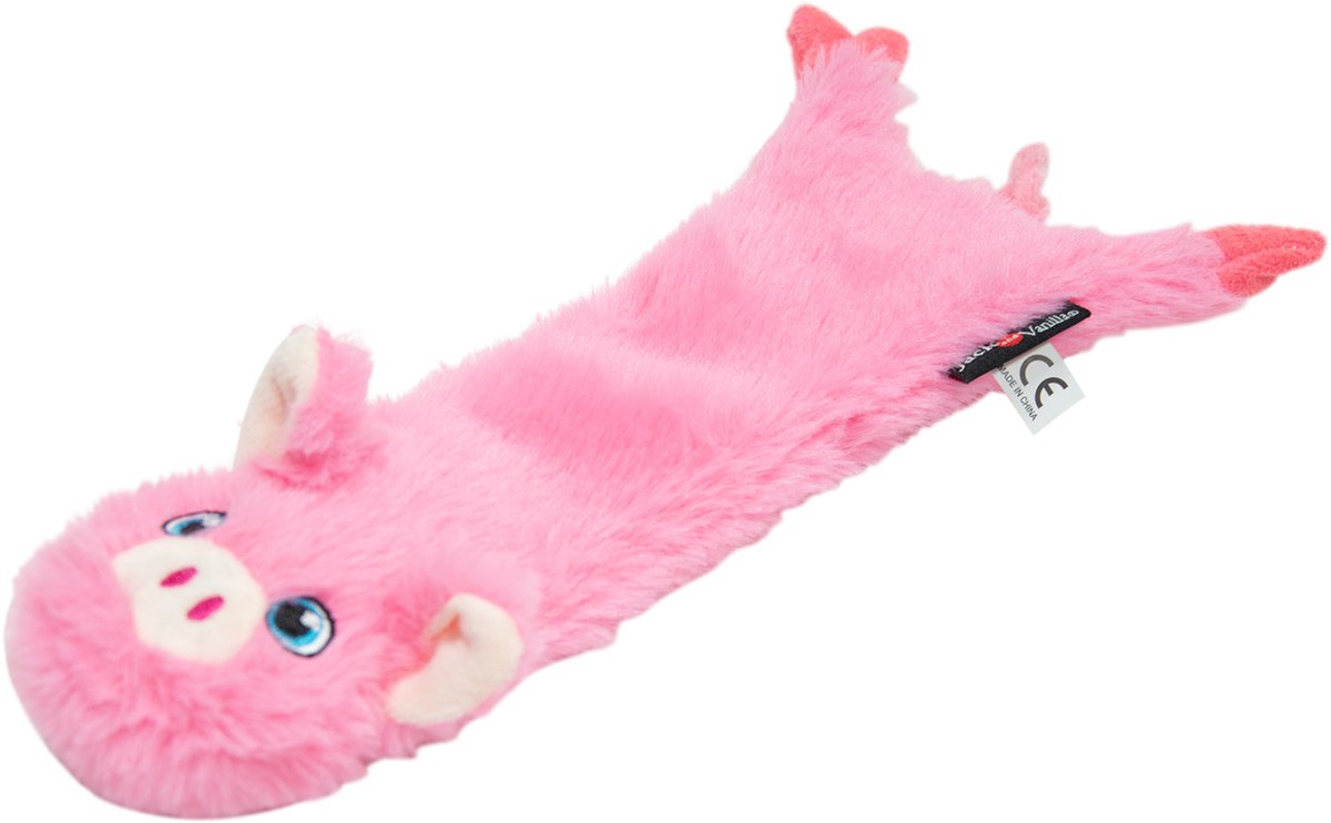 Jack and Vanilla Flatties knuffel varken knisperend roze 45 cm