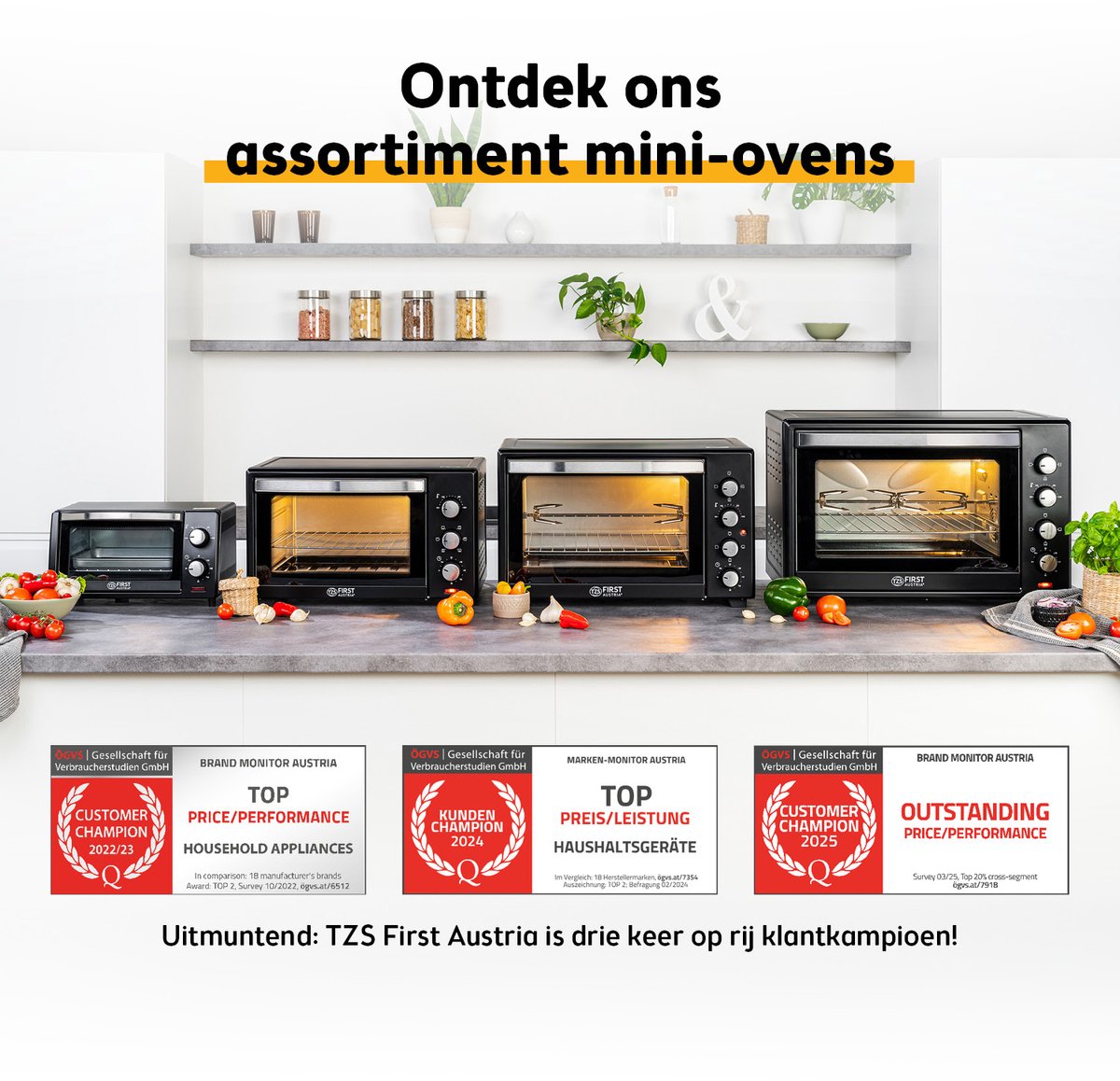 TZS First Austria Mini oven 20L - 1380W- Vrijstaande Heteluchtoven - max 230°C - Timer - Zwart – foto 6