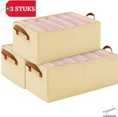 Lexorion Opbergmand – Kleding Kast Organizer – Grote Mand met handvatten – Speelgoedmand – Kastorganizer – Decoratief en Functioneel – Opvouwbare Mand voor Kinderkamer, Badkamer, Woonkamer – 47x27x20 cm – Beige