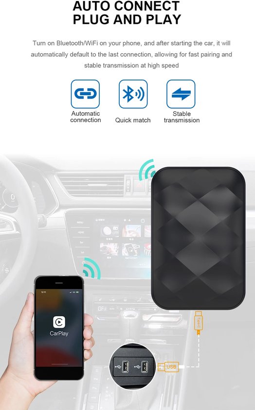 Apple CarPlay & Android 14 Auto TV Box 64GB – Draadloos – YouTube