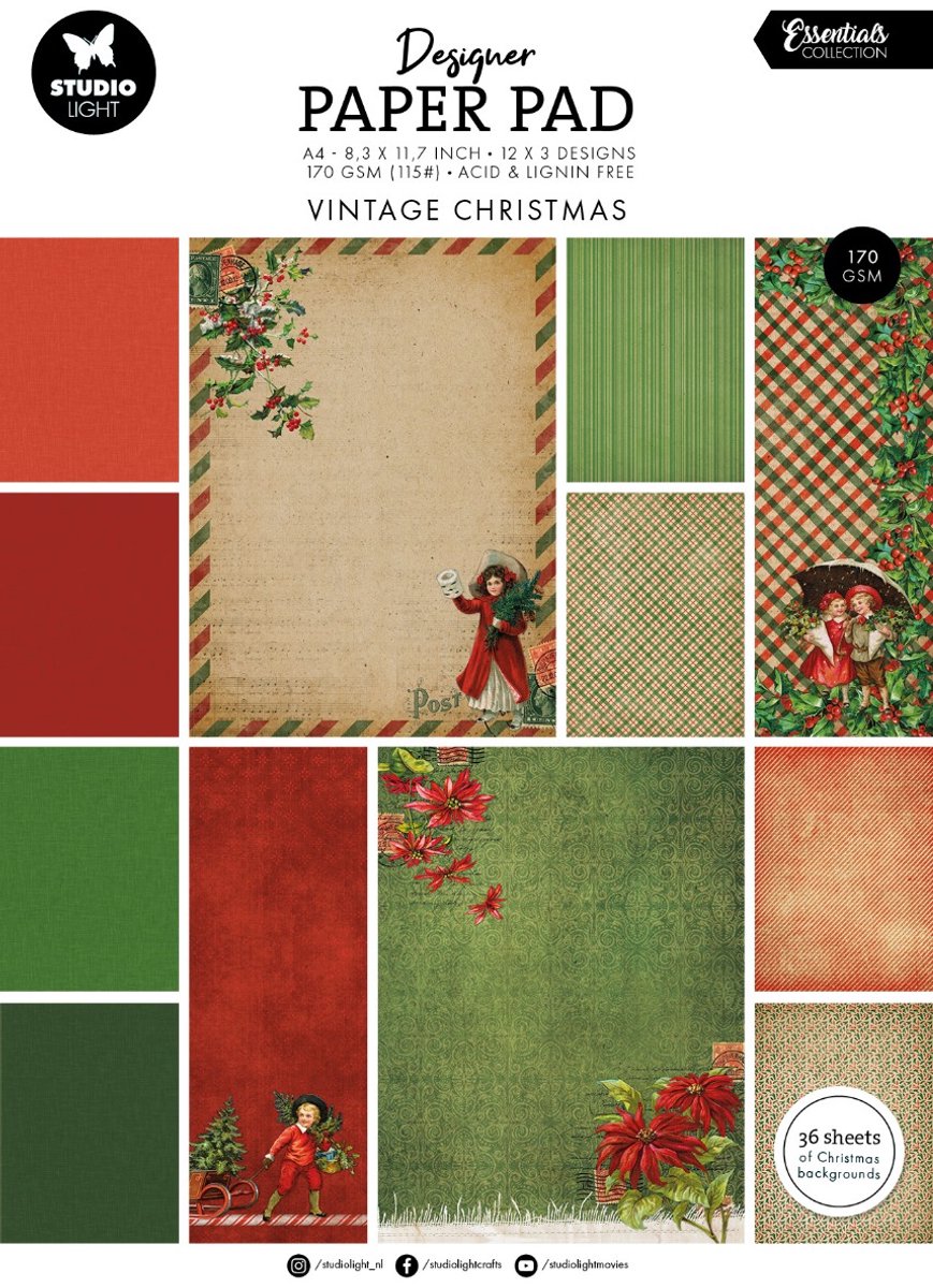 Designer paper pad Vintage christmas - Essentials nr. 372