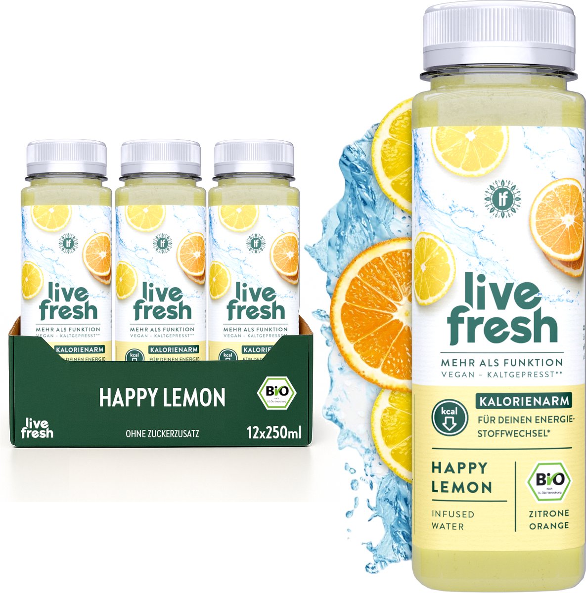 LiveFresh Happy Lemon – BIO Infused Water – 12x250ml