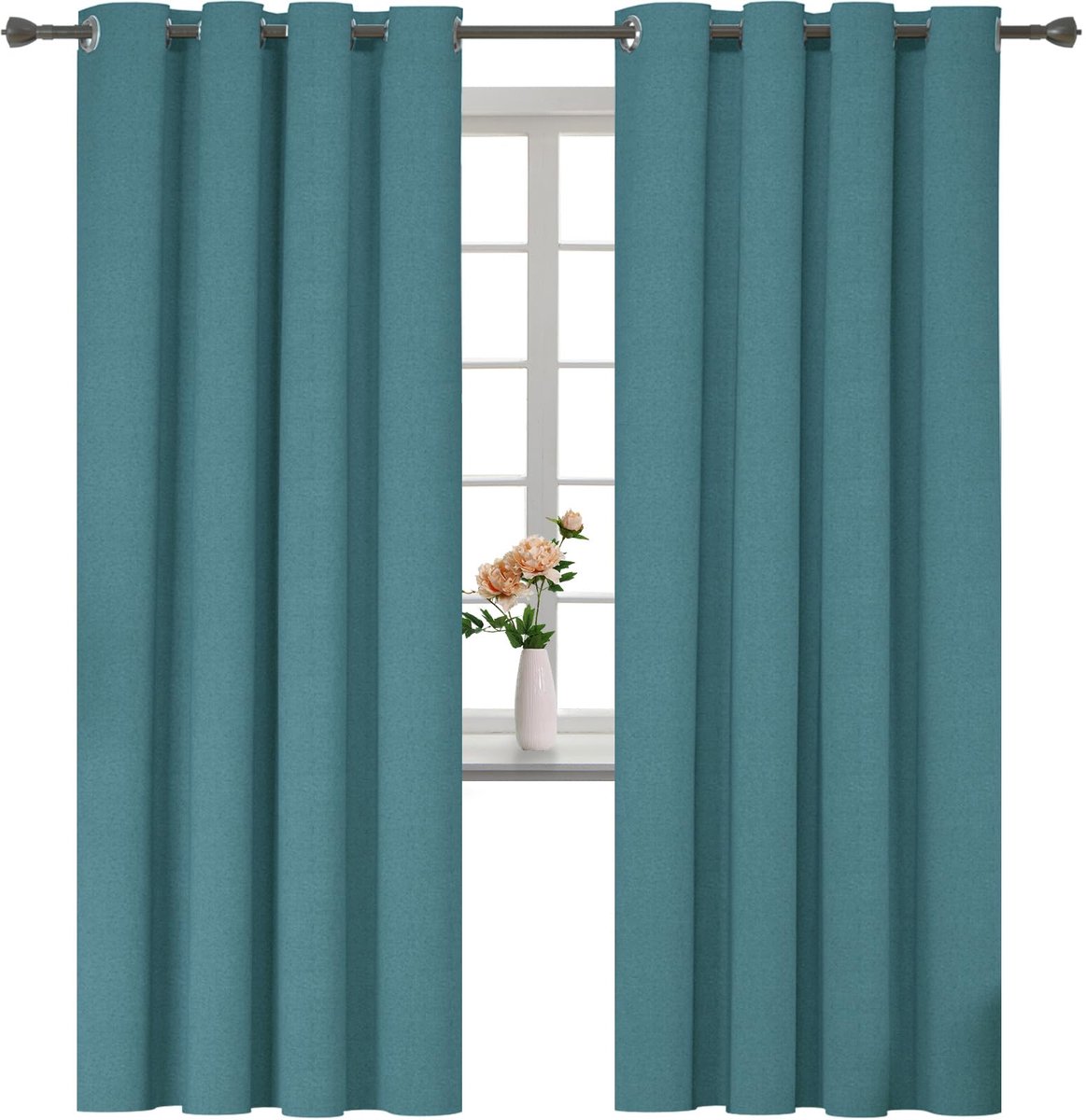 Ibenzoa Geluidsisolerende en verduisterende thermogordijnen met linnenlook voor optimale privacy groen