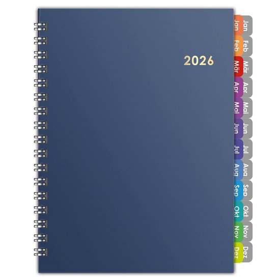 Huurdies - Agenda 2026 - Hardcover - Blauw – Goudfolie & Krasvast – A5