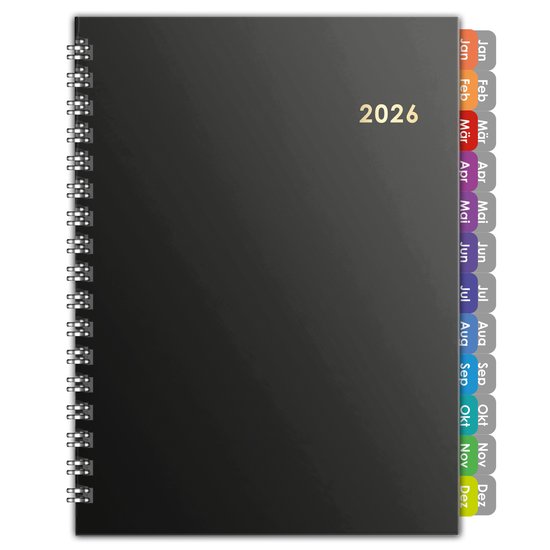 Huurdies - Agenda 2026 - A5 – Goudfolie – Hardcover - Weekoverzicht - Tabstickers