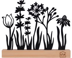 UNUS® Bloemenweide standaard zwart lente zomer decoratie met bamboevoe