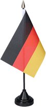 Vlag Duitsland tafelvlaggetjes - 1x stuks - 10 x 15 cm vlag - zwarte standaard - Supporters - Versiering - Sport - Fans - Germany