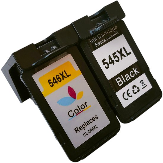 KATRIZ® Remanufactured inkt PG545XL CL546XL( Zwart en Kleur) | Geschikt printer Canon Pixma IP 2850/ MG 2450/ MG 2455/ MG 2550/ MG 2550 S/ MG 2555/ MG 2555 S/ MG 2900/ MG 2950/ MG 2950 S/ MG 3050/ MG 3051/ MG 3052/ MG 3053/Pixma MX 495