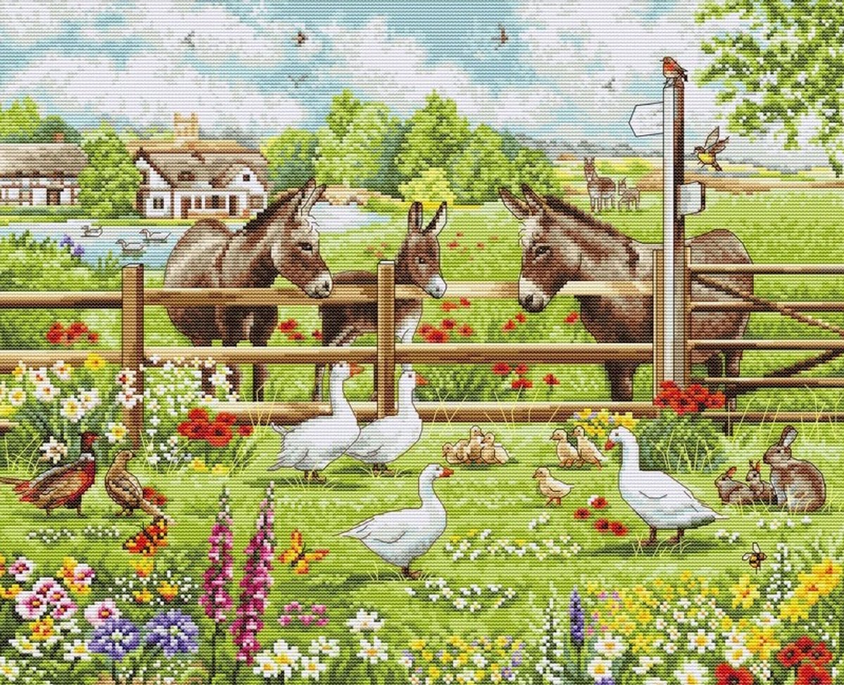 Borduurpakket Luca-S - Donkeys' Yard - De tuin van de Ezeltjes - BU5087