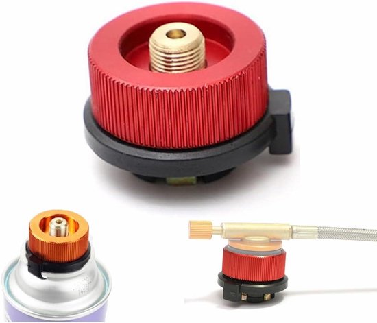 JGS Premium - Gaspatroonadapter voor campingkooktoestel rood - Gasfles aansluiting - Camping gasventielpatroon mondstuk van JGS Premium — afbeelding 2
