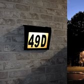 Solar huisnummer verlichting 'Axel' - Inclusief nummers - Op zonne-energie - Zwart - Huisnummerbord
