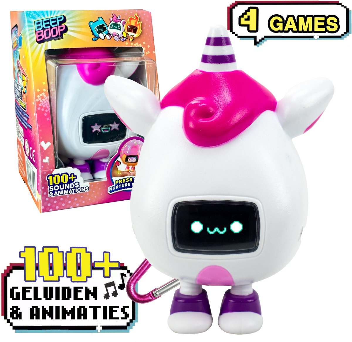 Eolo Beep boop kirin - je virtuele huisdiertje met emoties, 4 games en 100+ geluiden & animaties - verzorgen en spelen - interactief speelgoed