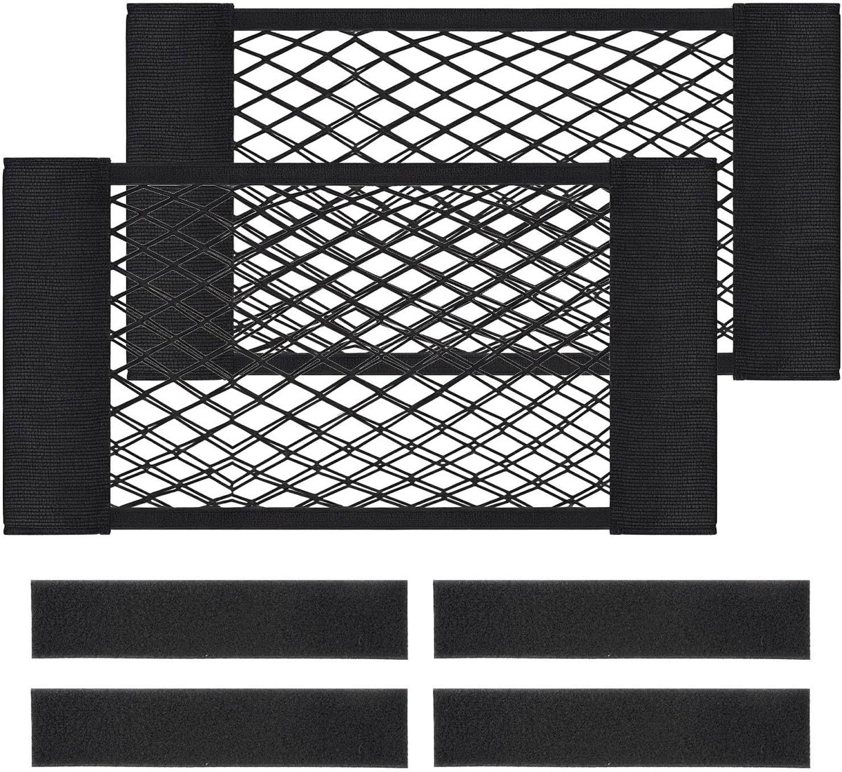 Image of 2 stuks - Organizer-nettas - Kofferbaknet - Bagagenet - Bagagenet voor de auto - Opbergnet voor kofferbak autodak - Cargo organizer - Scheidingsnet - 50x25cm - Zwart