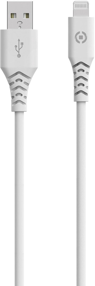 Celly Planet USB-A > Lightning Kabel - 100% gerecycled plastic - Geïntegreerde bescherming - 1,5 meter - Wit