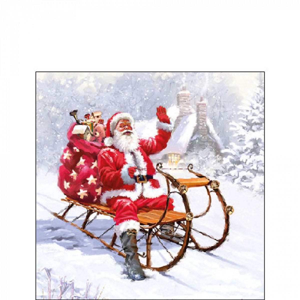 Ambiente - Servetten - Cocktail - Santa on Sledge - 25 x 25 cm