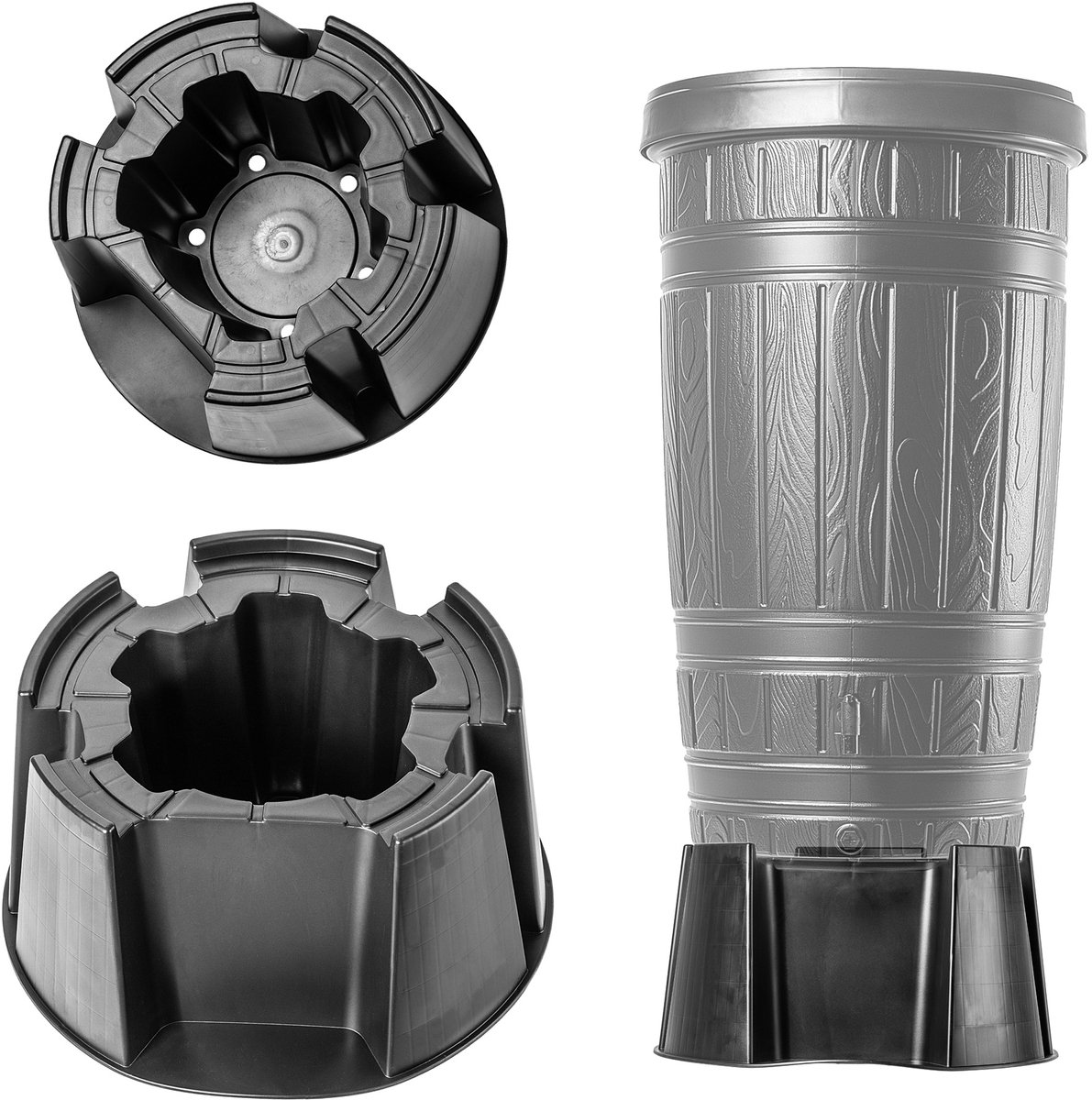 KADAX Standaard voor regentonnen, 60 cm, universele sokkel van kunststof voor ronde regenwatertanks, regenwaterton standaard, voet voor regenvat (antraciet, 60 cm)