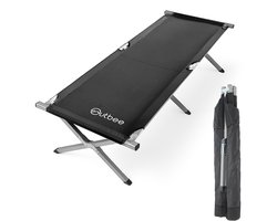 Outbee Veldbed - Kampeerbed - Stretcher - Opvouwbaar bed - Campingbed met draagtas - Draagkracht 150KG - 190 x 63 cm - Zwart