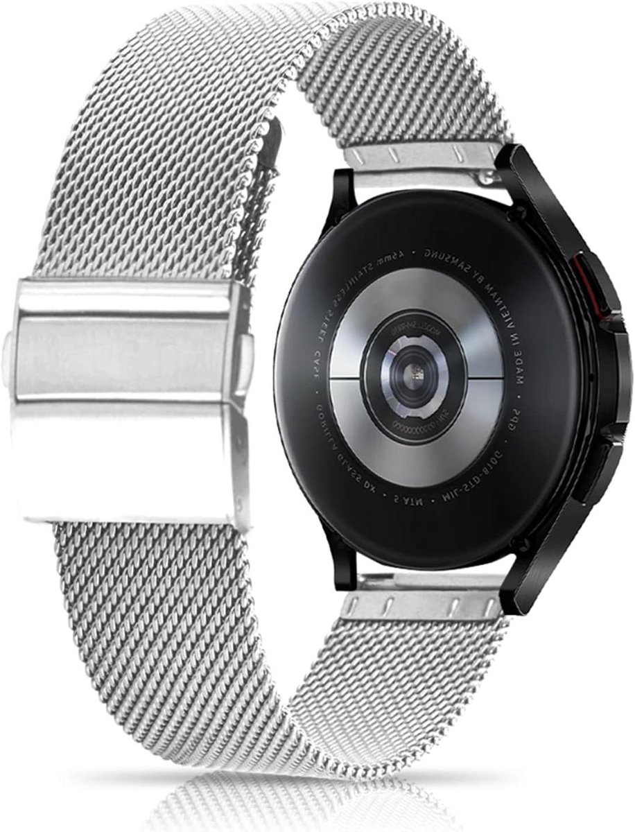 Allecto Plus - 20 mm roestvrij stalen reservearmband voor smartwatches - Universele horlogeband voor dames en heren - Zilverkleurig - Compatibel met diverse modellen