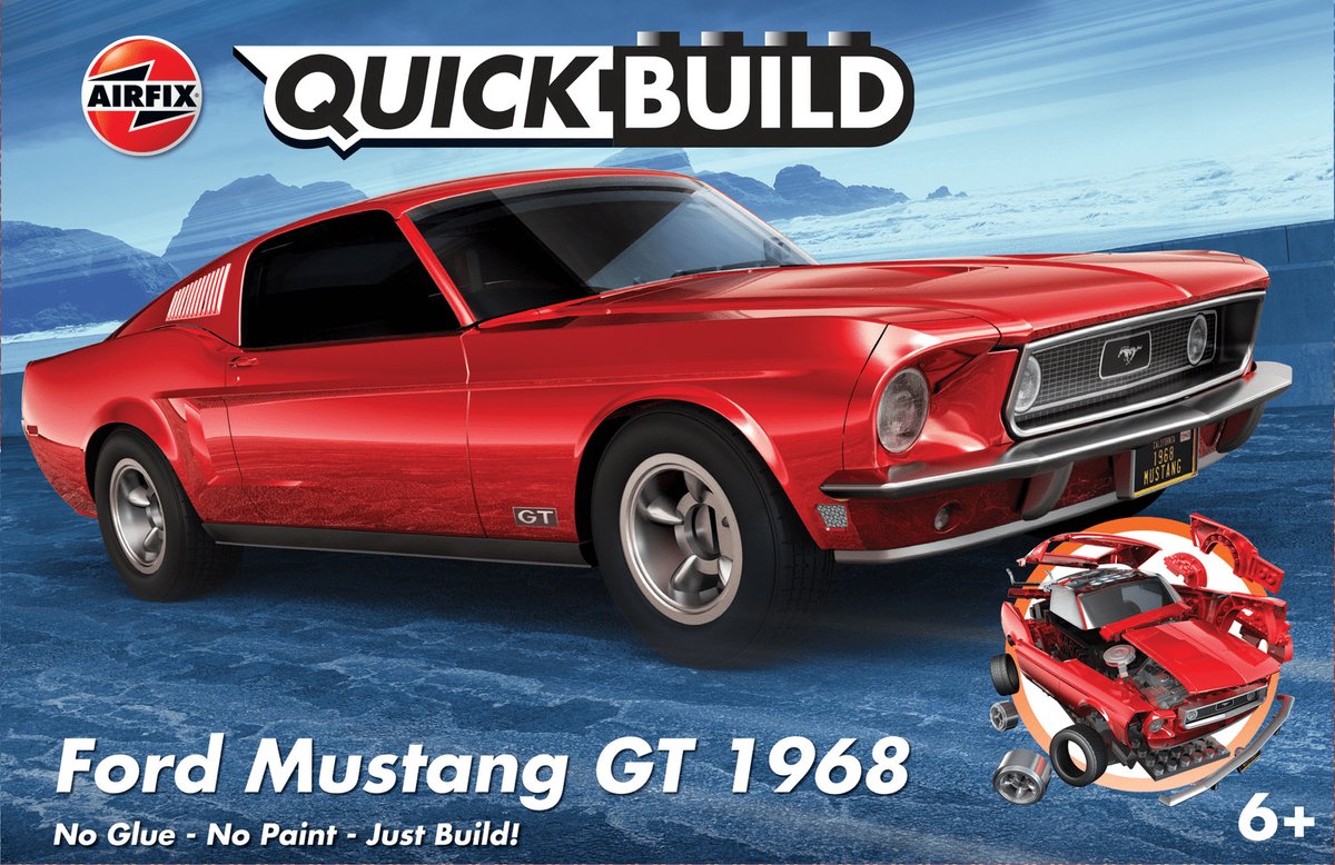 Airfix Modelbouwpakket Auto - J6035 QUICKBUILD Ford Mustang GT 1968 Plastic - Airfix - Modelbouw