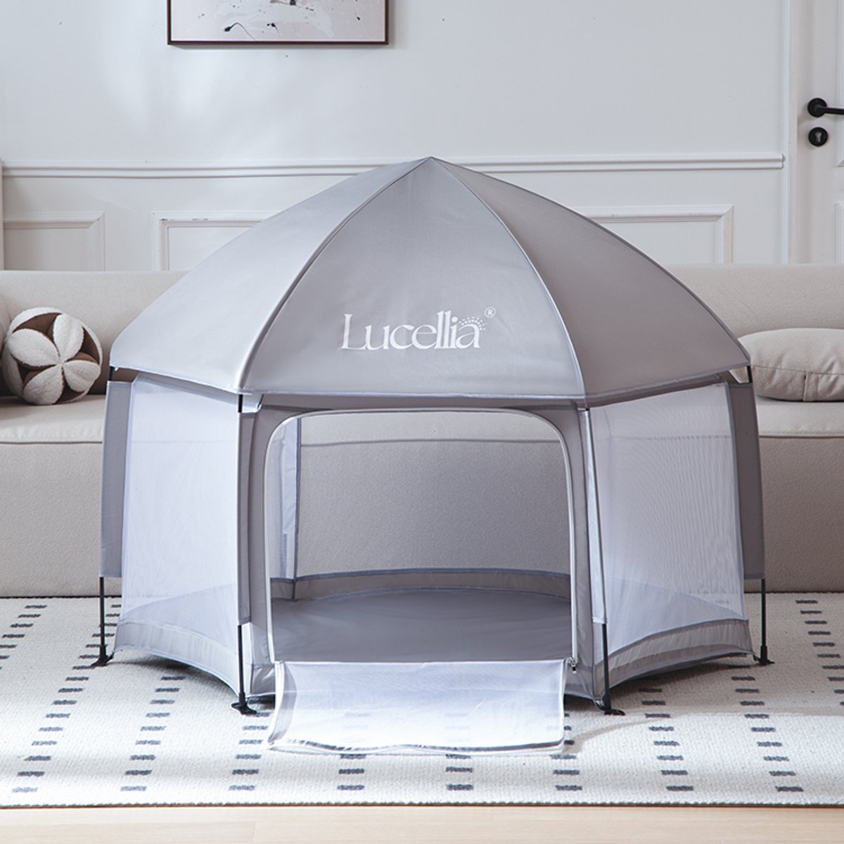 Lucellia® Grondbox baby - Pop up - Inklapbare Box – Playpen Baby – Babypark – Kinderbox – Baby Box – Speelbox voor Binnen & Buiten – Met Zonnescherm – Lichtgewicht – 140x140x70 – Ideaal voor Strand & Vakantie – foto 6