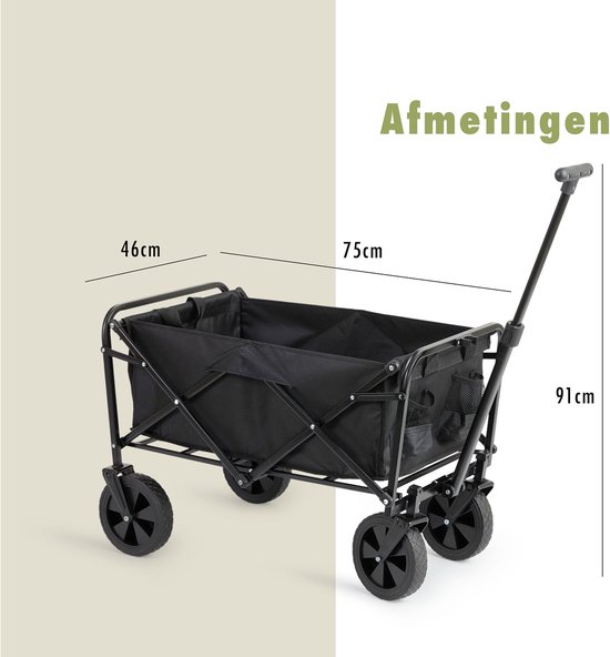909 Outdoor Bolderkar - Opvouwbaar - Max laadvermogen 80 KG - 75x46x91cm - Zwart van Merkloos — afbeelding 5